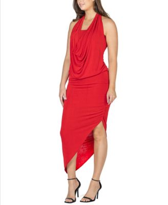 Women's Long Asymmetrical Backless Halter Dress