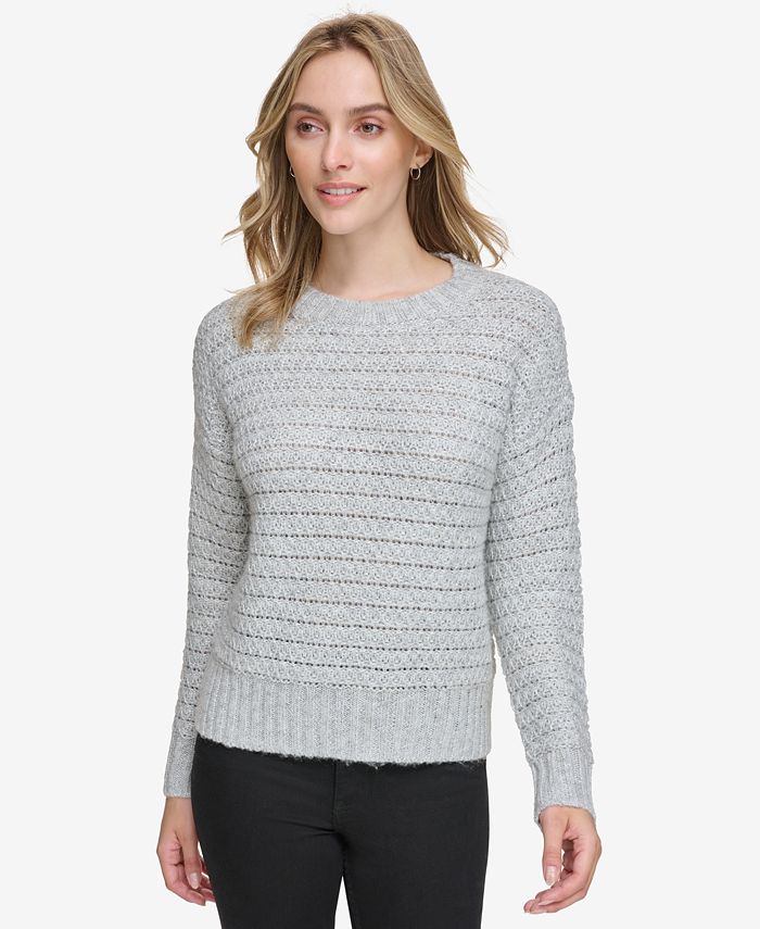 Calvin Klein Women's Metallic Pointelle Knit Sweater - Macy's