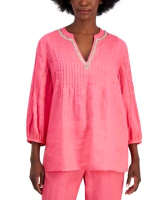 Charter Club - Women's Puff-Sleeve Linen Tunic