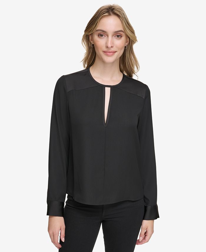 Calvin Klein Women s Long Sleeve Keyhole Detail Top Macy s