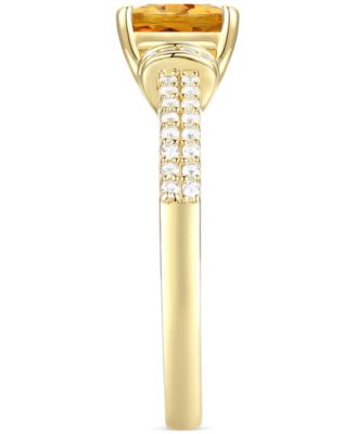 Amethyst (1-1/3 ct. t.w.) & Lab-Grown White Sapphire (1/4 ct. t.w.) Cushion Ring in 14k Gold-Plated Sterling Silver (Also in Additional Gemstones)