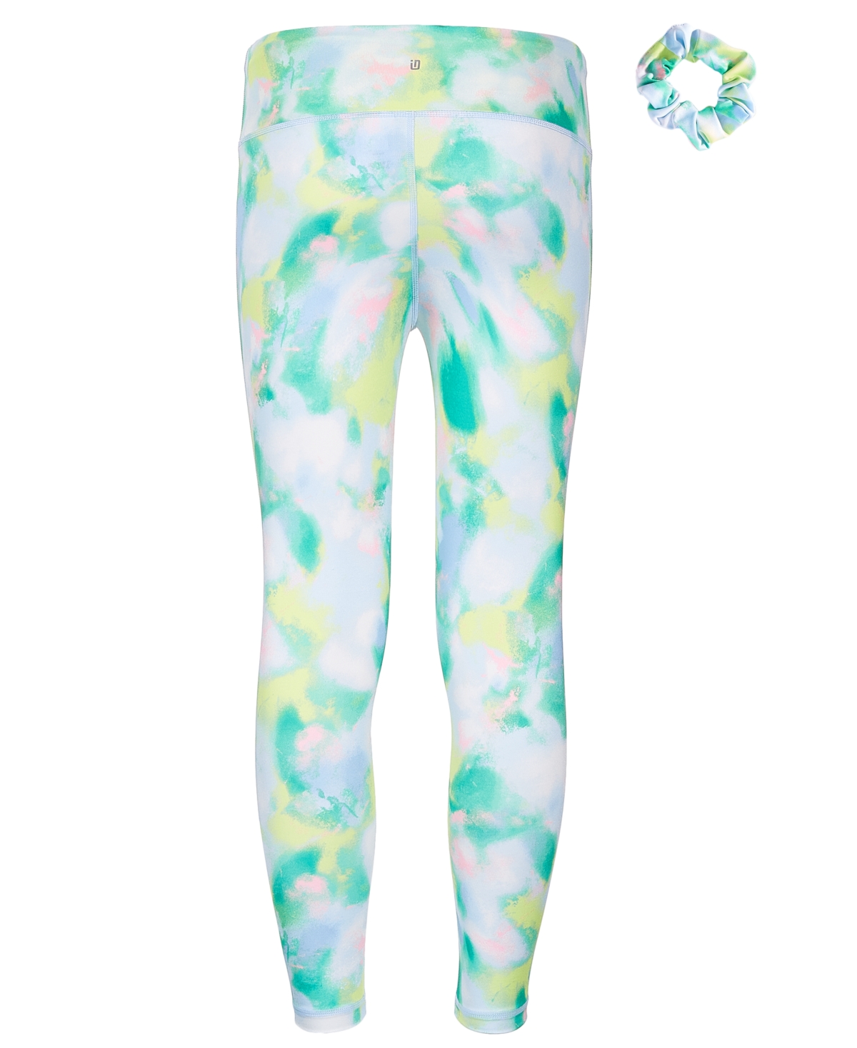 Shop Id Ideology Big Girls Spray Abstract-print 7/8-leggings And Scrunchy, 2 Piece Set, Created For Macy's In Skysail Blue