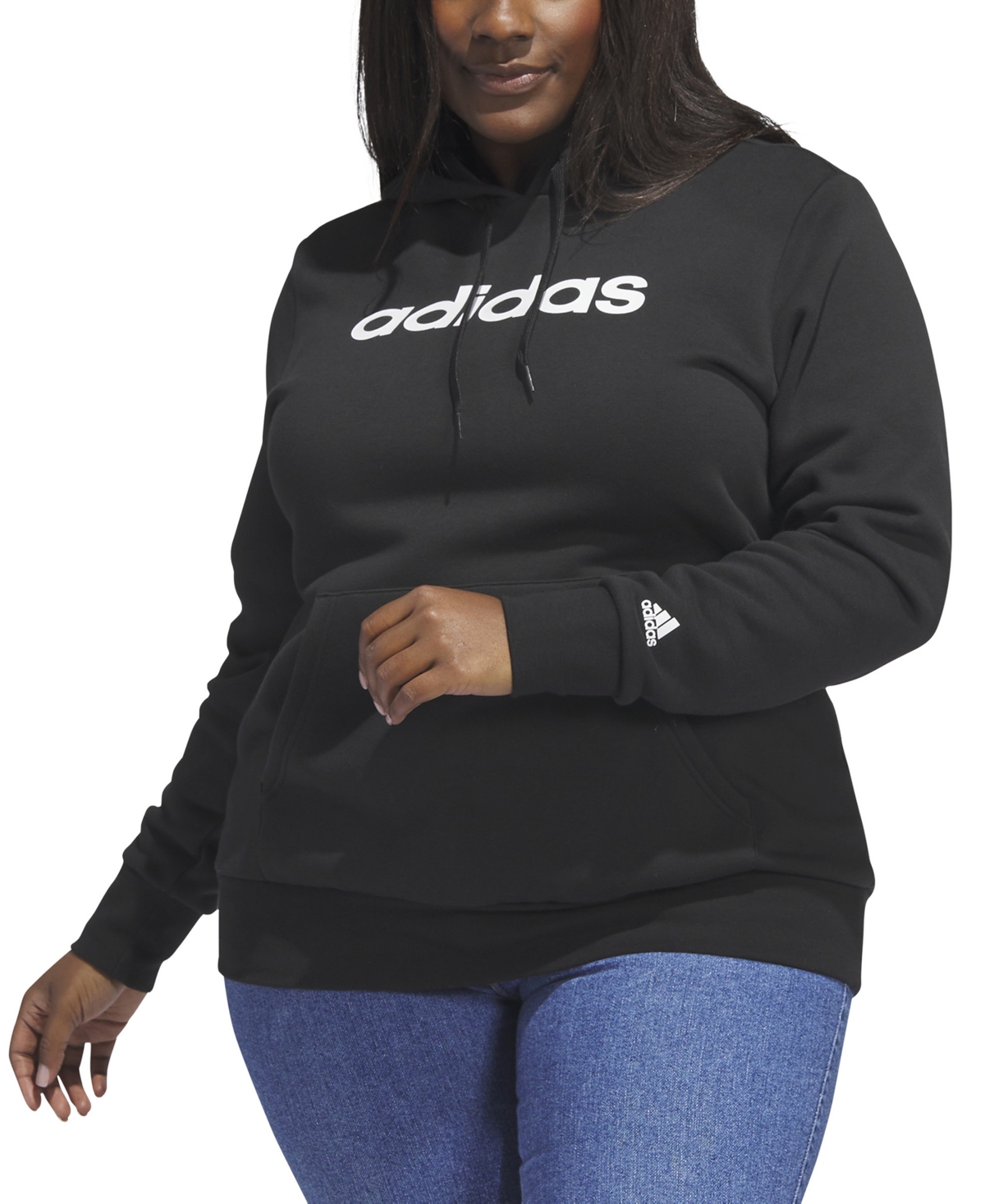 Trendy Plus Size Pullover Logo-Print Fleece Hoodie - Clear Pink