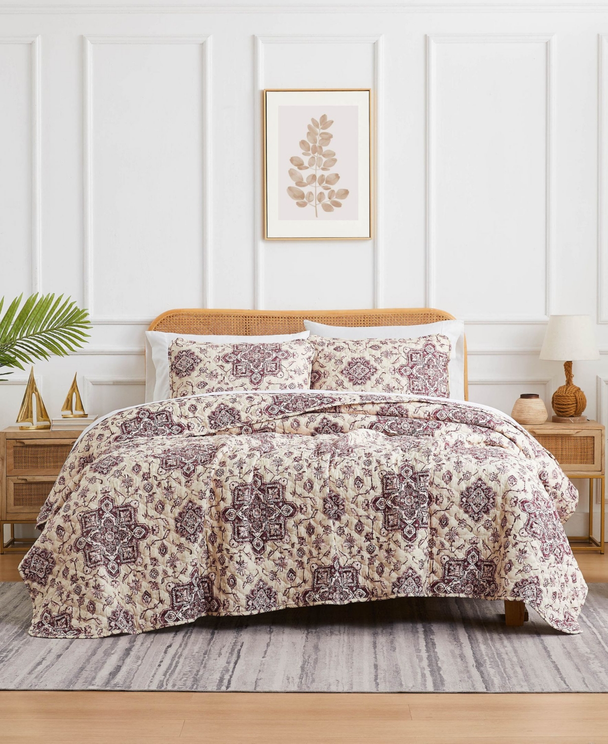 Southshore Fine Linens Persia Oversized 3 Piece Quilt Set, Full/queen In Eggplant