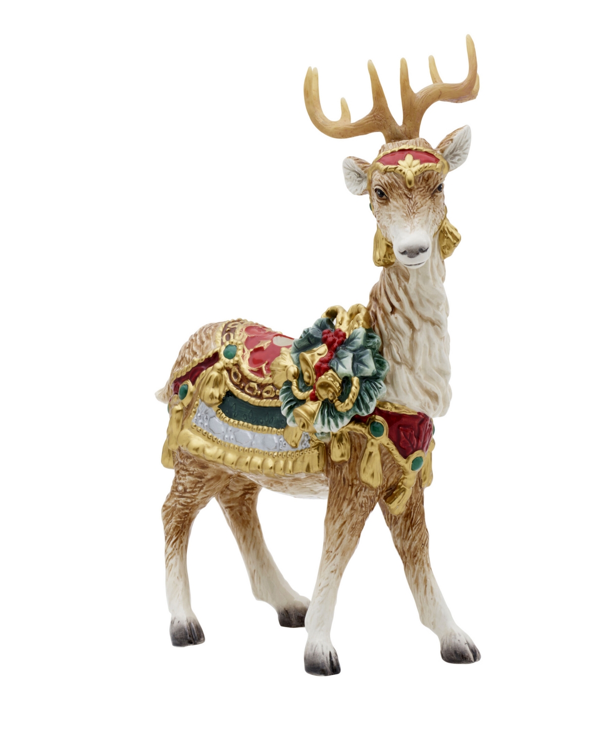 Fitz And Floyd Noel Holiday Standing Deer Candle Holder, 10.25-in In Red