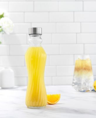 Fluted Glass Spring 16 oz Water Bottles Set of 6