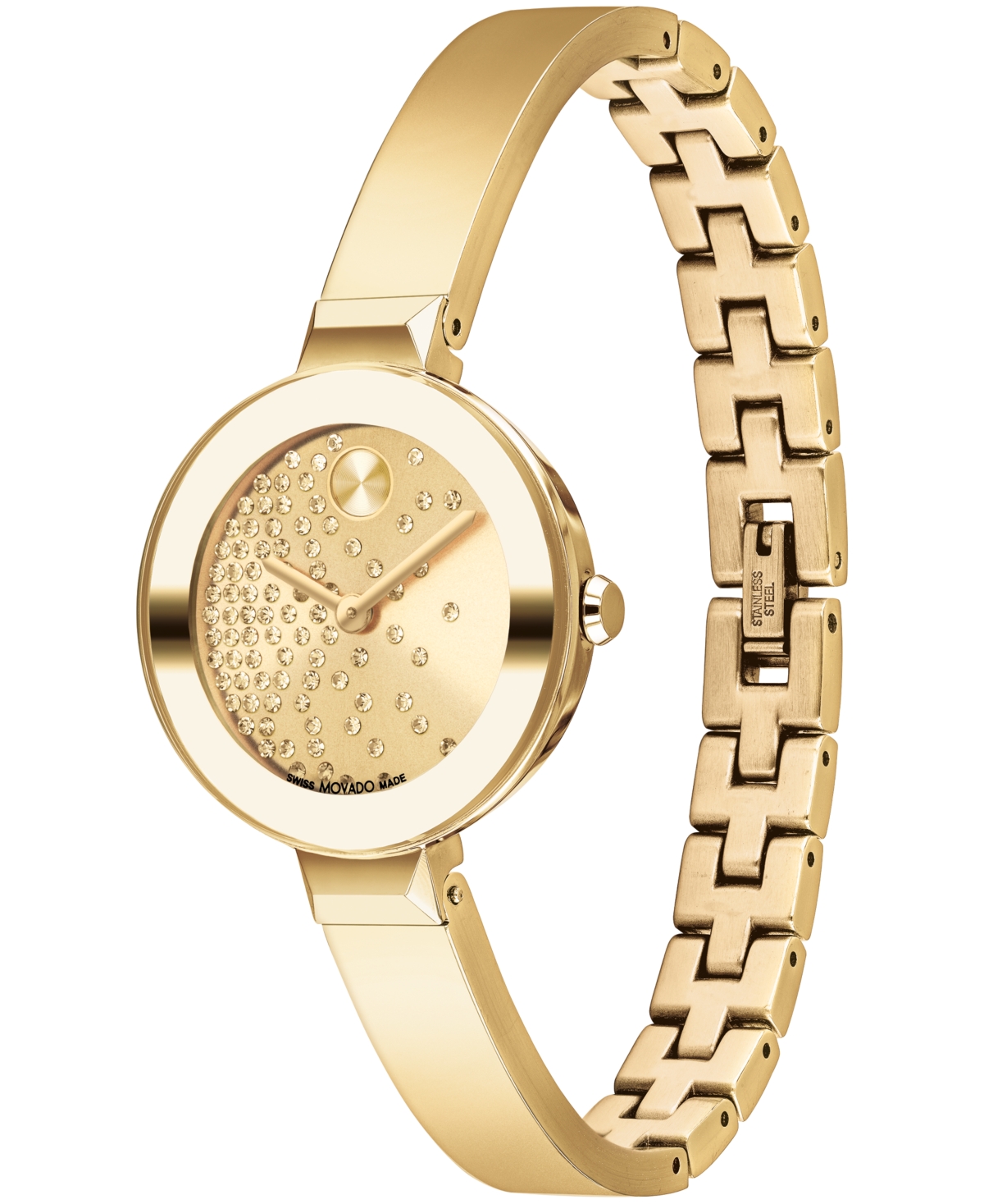 Shop Movado Women's Bold Bangles Swiss Quartz Ionic Plated Light Gold-tone 2 Steel Watch 28mm