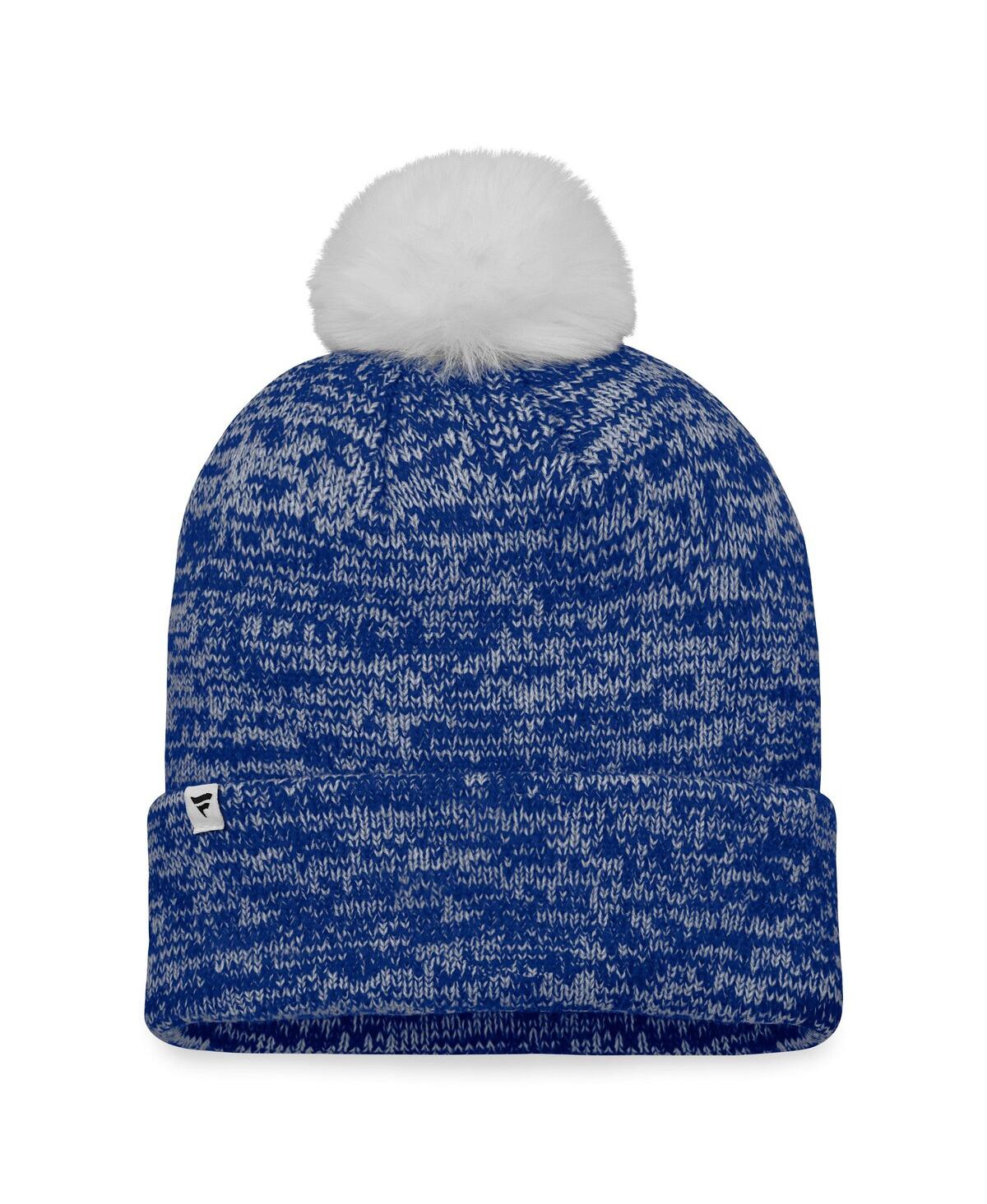 Shop Fanatics Women's  Blue Vancouver Canucks Glimmer Cuffed Knit Hat With Pom
