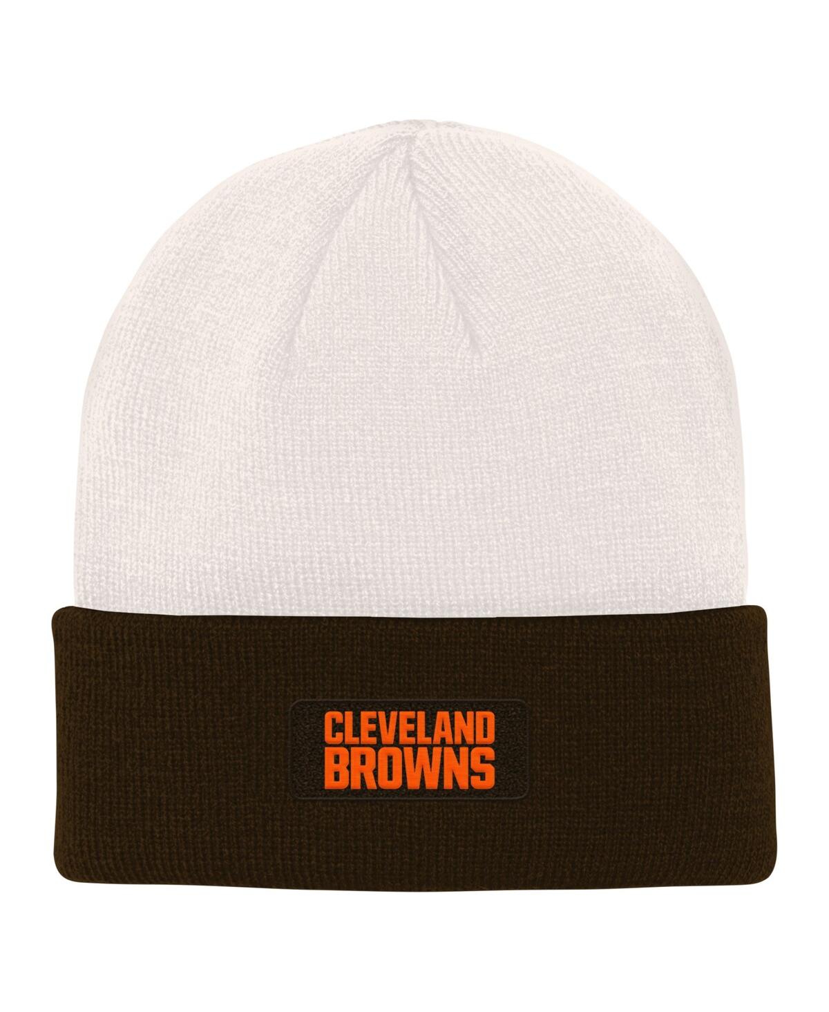Outerstuff Big Boys And Girls Cream, Brown Cleveland Browns Bone Cuffed Knit Hat In Cream,brown