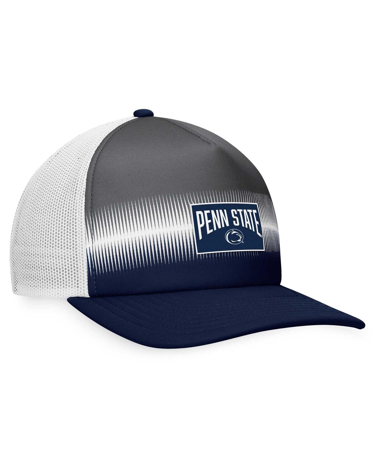 Shop Top Of The World Men's  Navy, Gray Penn State Nittany Lions Daybreak Foam Trucker Adjustable Hat In Navy,gray