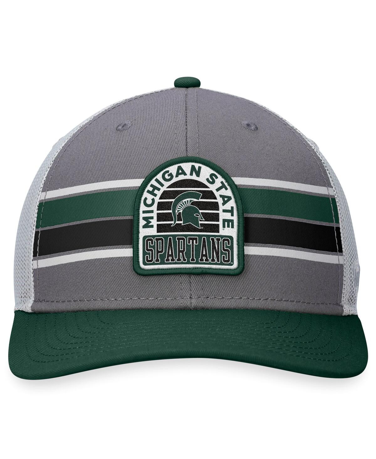 Top Of The World Men's  Gray, Green Michigan State Spartans Aurora Trucker Adjustable Hat In Gray,green
