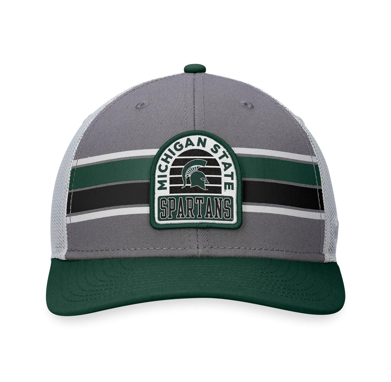 Men's Gray, Green Michigan State Spartans Aurora Trucker Adjustable Hat