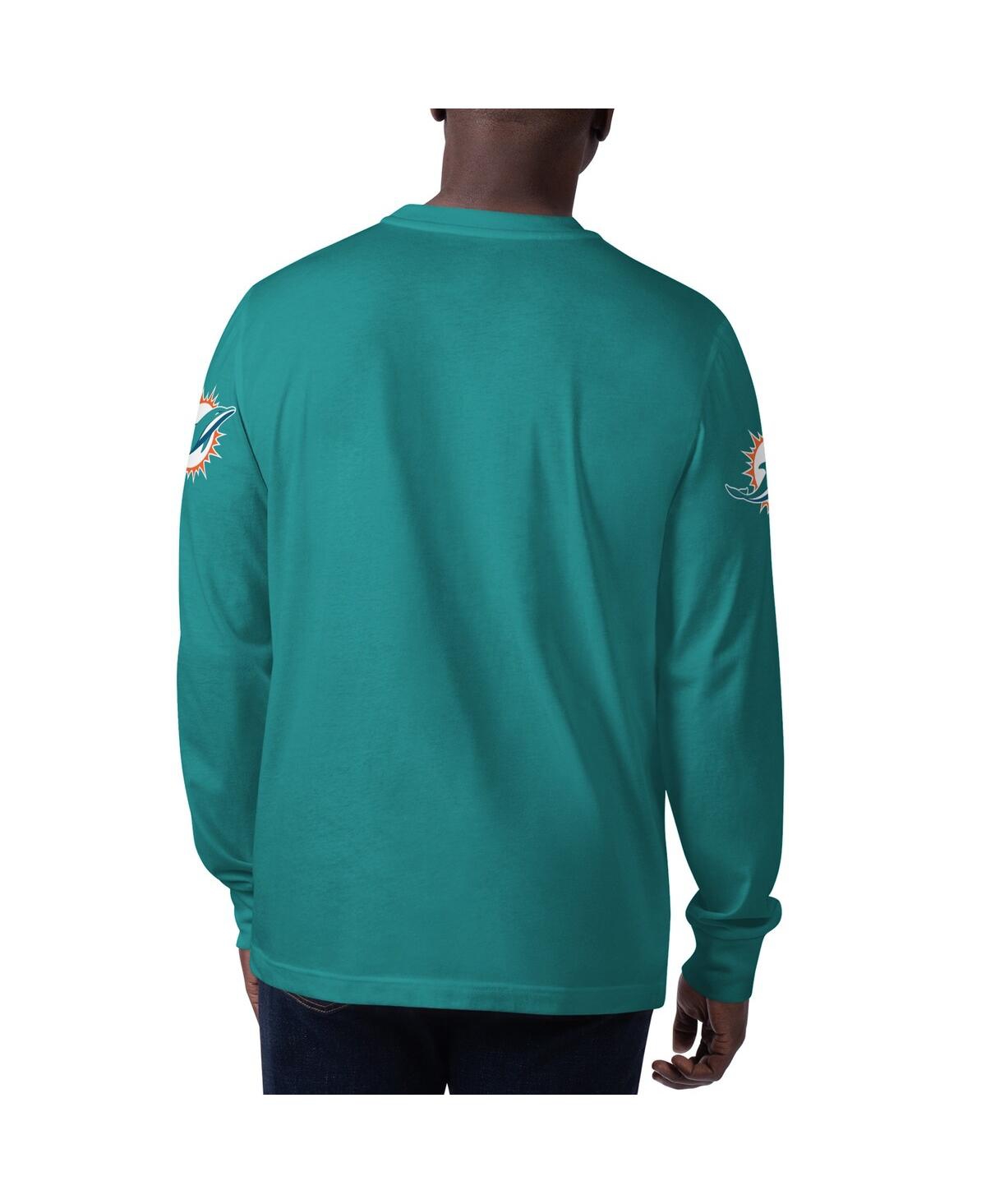 Starter Men's  Aqua Miami Dolphins Clutch Hit Long Sleeve T-shirt In Aqua