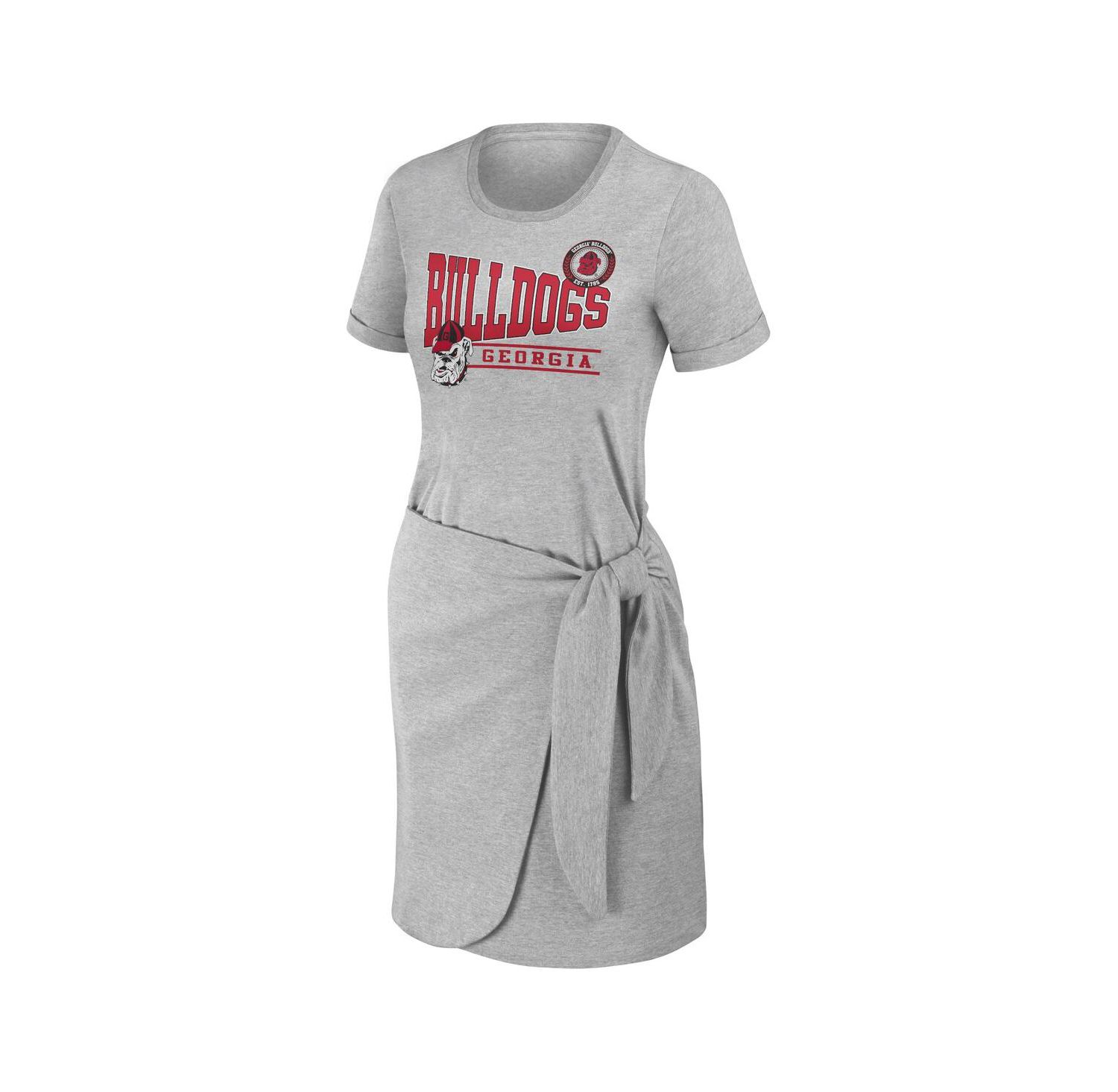 Women's Heather Gray Georgia Bulldogs Knotted T-shirt Dress