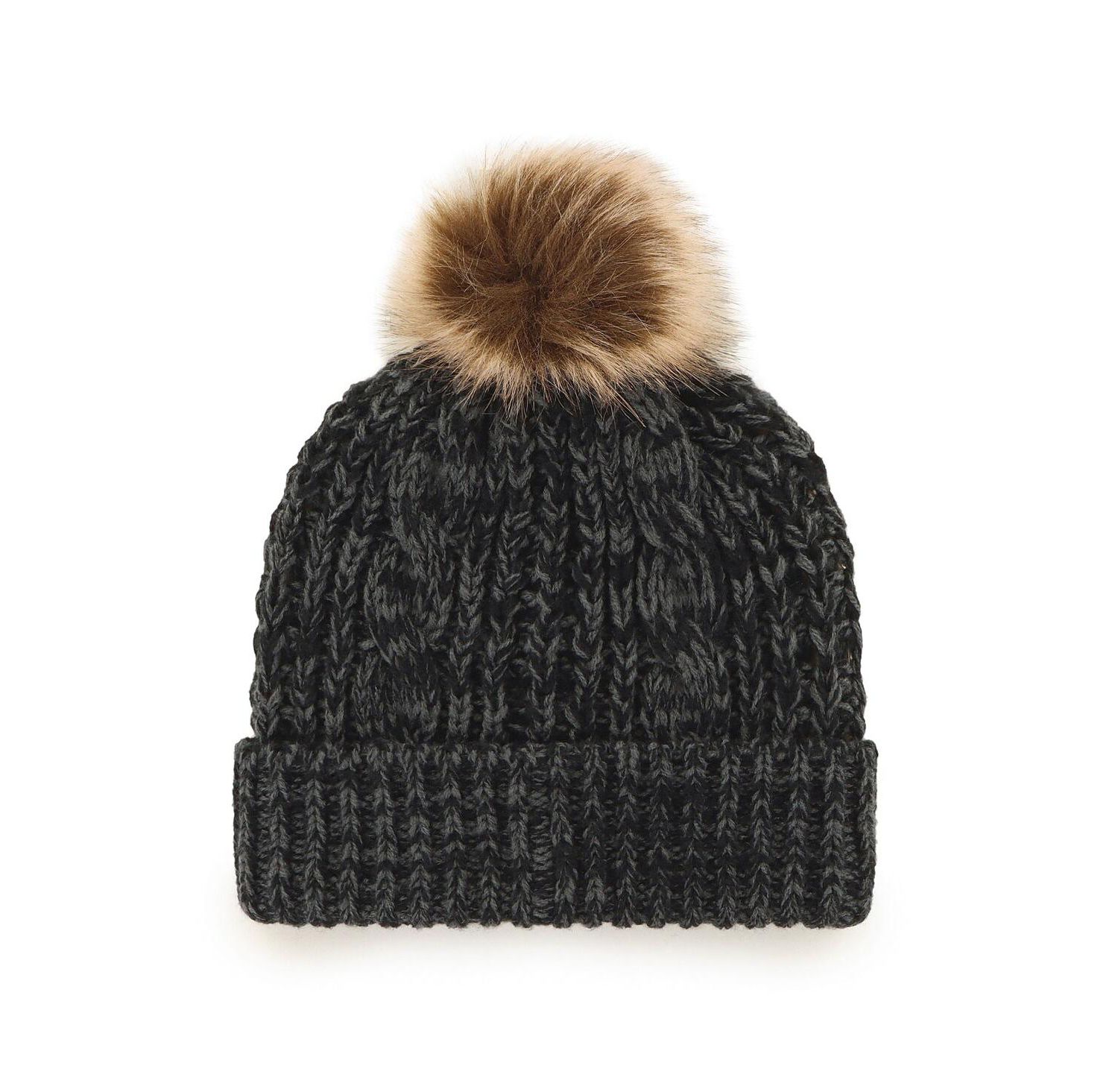 Women's Black Miami Heat Meeko Cuffed Knit Hat with Pom