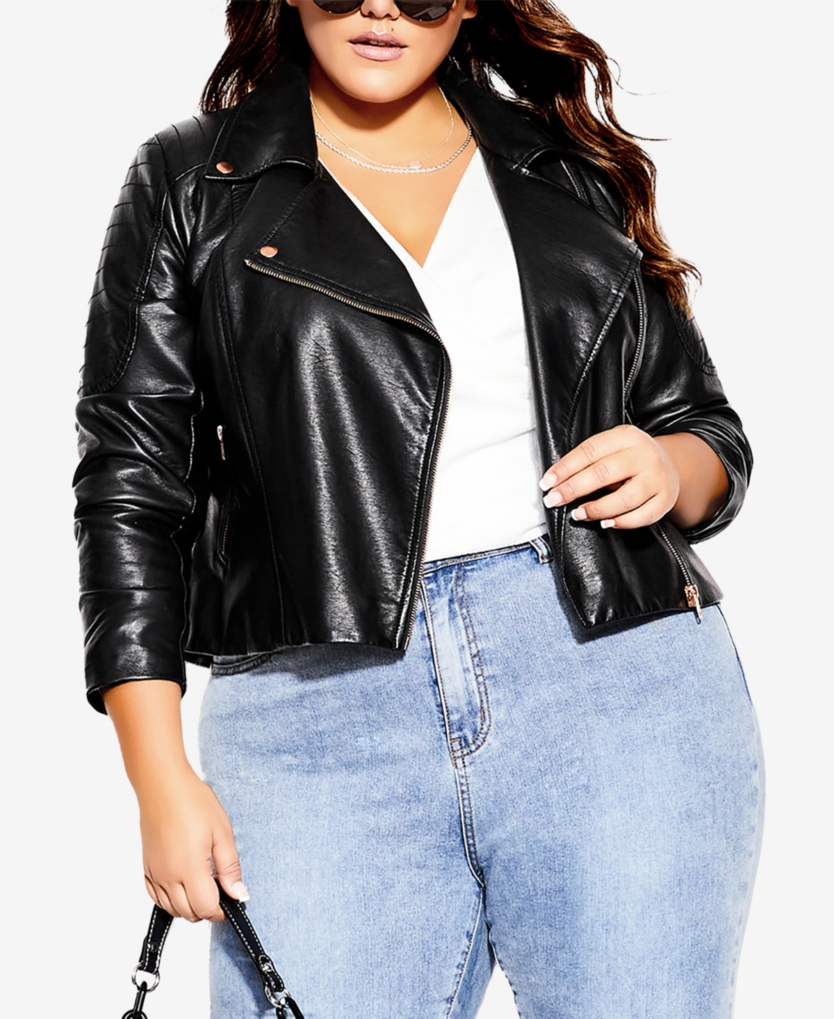 City Chic Trendy Plus Zip Biker Jacket