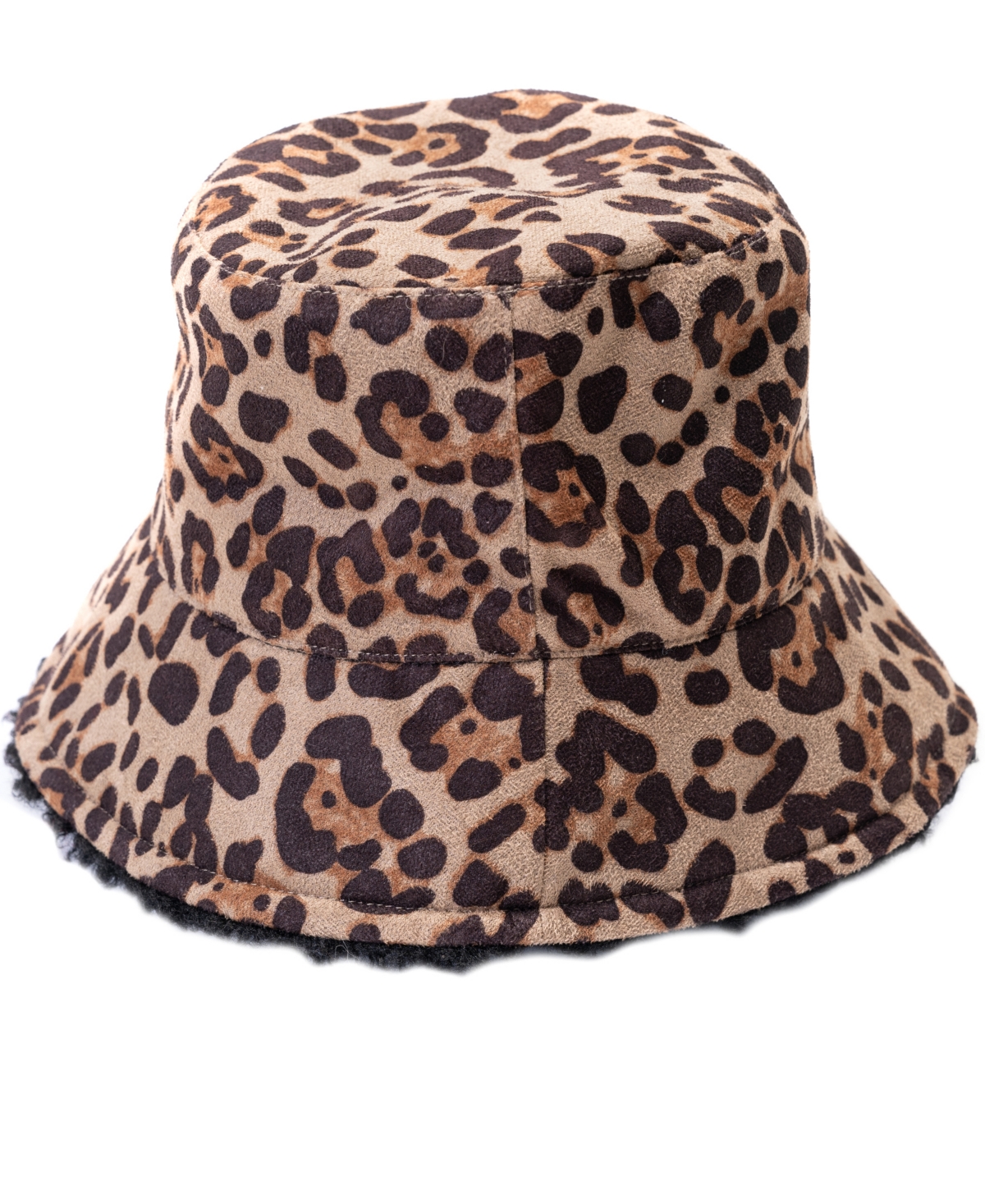 Shop Vince Camuto Reversible Faux Suede And Leopard Printed Bucket Hat In Natural