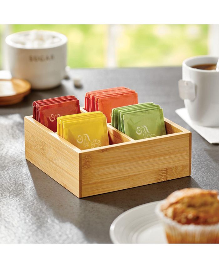 mDesign Bamboo Divided Kitchen Pantry Storage Bin Crate Box, 4 Pack, Natural Macy's