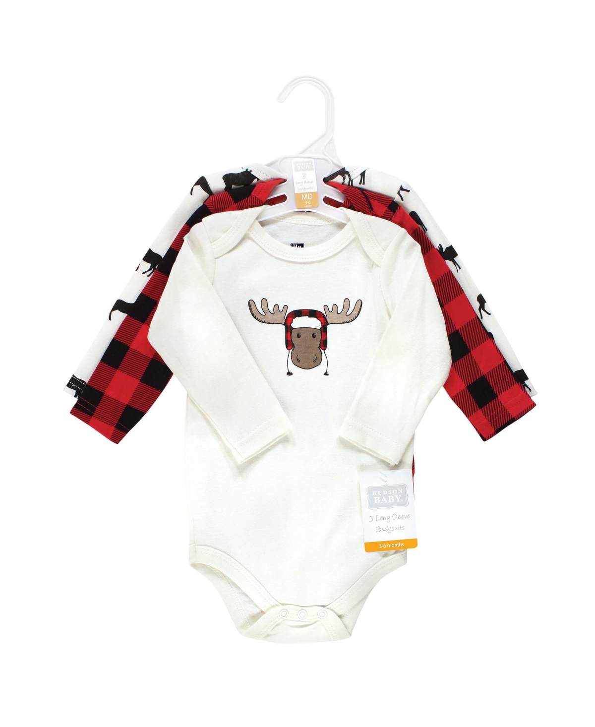 Hudson Baby Baby Boys Cotton Long-Sleeve Bodysuits,3-Pack - Winter moose