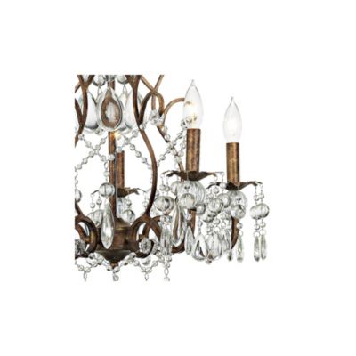 Jolie Bronze 5-Light 19.5" Wide French Crystal Beaded Fixture Pendant Chandelier