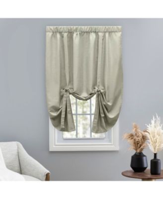 Grasscloth Lined Rod Pocket Tie-Up Curtain Panel 54"W x 63"L