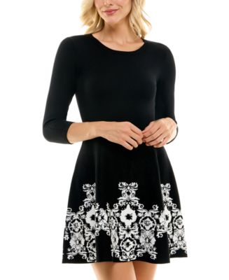 Bcx Juniors Open Back Fit Flare Sweater Dress Black Gold Size X Large main image 1