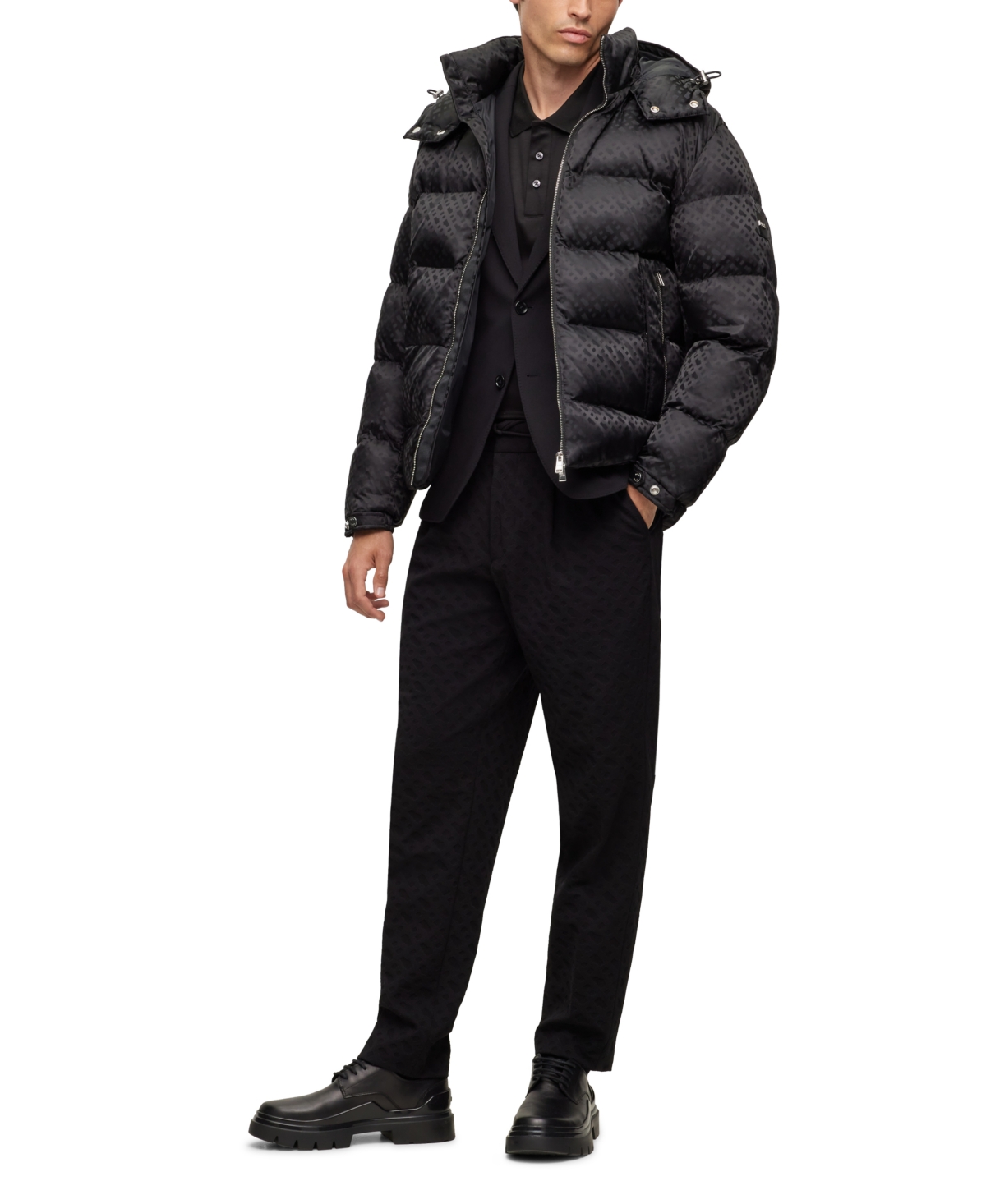 Hugo Boss Boss by Hugo Boss Men s Monogram Water Repellent Padded Jacket Black Smart Closet