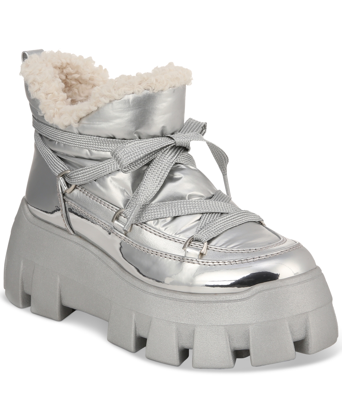 Women's Ali Lace-Up Lug Platform Moon Boots - Soft Silver Metallic