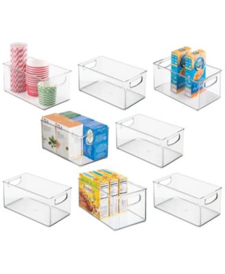 Plastic Kitchen Pantry Storage Organizer Bin with Handles, 8 Pack, Clear, USA Made