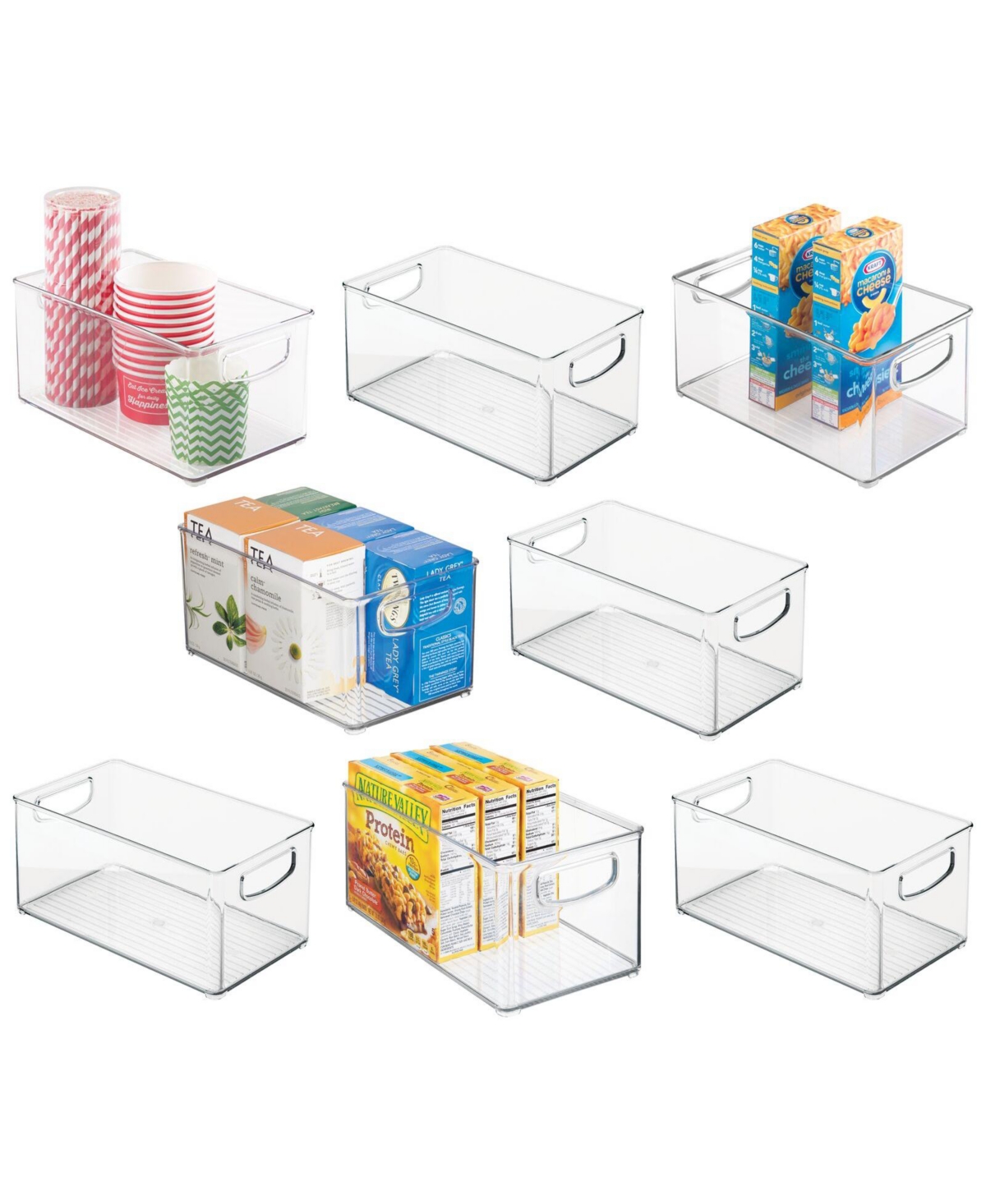 mDesign Plastic Kitchen Pantry Storage Organizer Bin with Handles, 8 ...