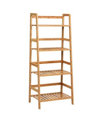 4-Tier Bamboo Plant Rack with Guardrails Stable and Space-Saving