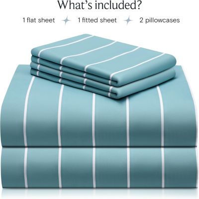 4-PC Striped Silky Soft Cooling Deep Pocket Sheet Set, Full