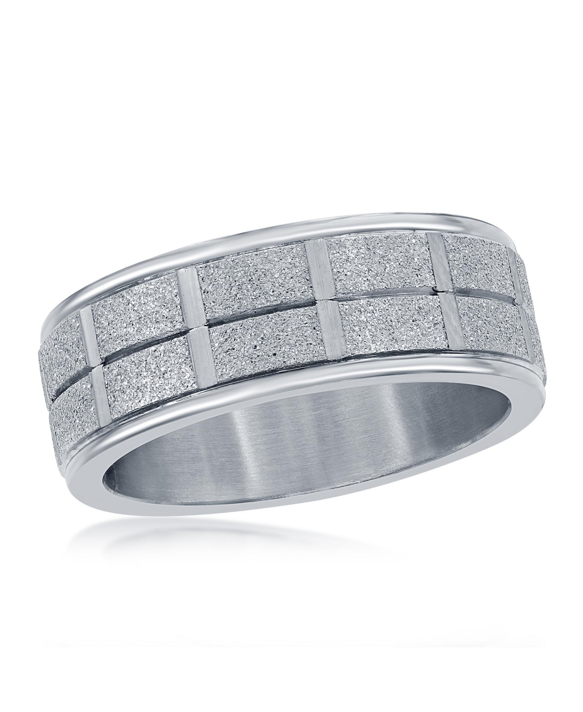 Stainless Steel Sand Blasted Ring - Silver