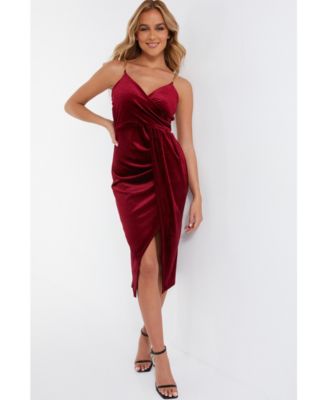 QUIZ Women s Velvet Wrap Chain Dress Macy s