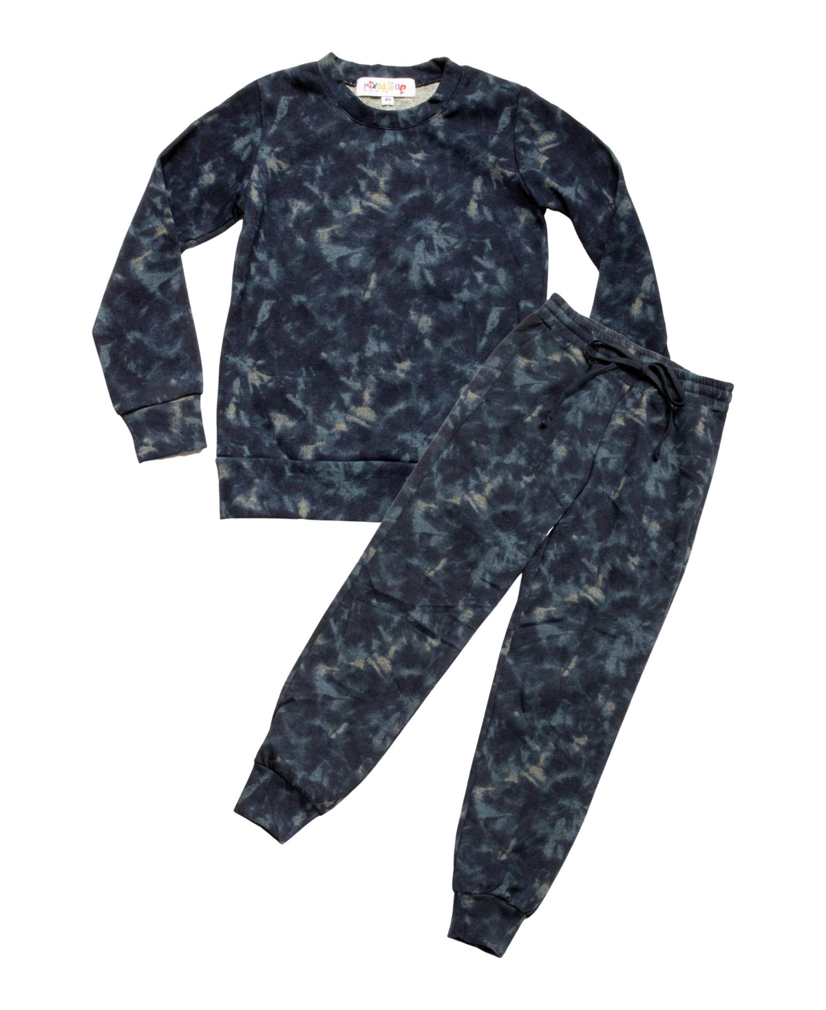 Mixed Up Clothing Toddler Boys Easy Pull-on Sweatpants Joggers And Sweatshirt In Navy Tie-dye