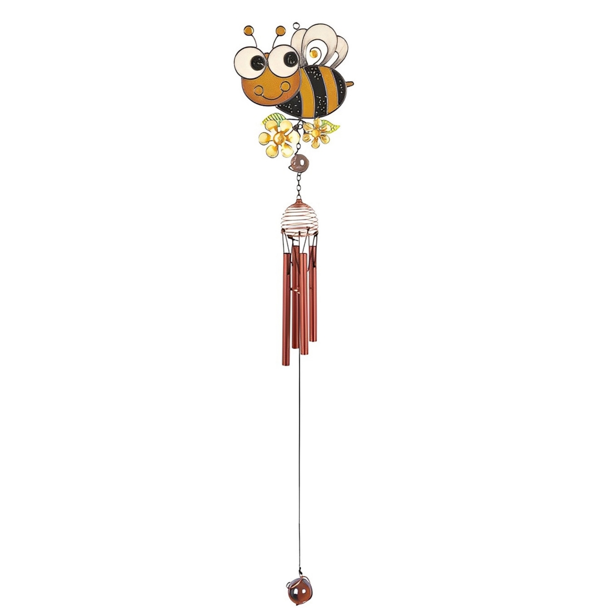 31" Long Yellow Bee Wind Chime with Copper Gem Home Decor Perfect Gift for House Warming, Holidays and Birthdays - Yellow