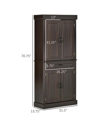 HOMCOM Freestanding Modern 4 Door Kitchen Pantry, Storage Cabinet