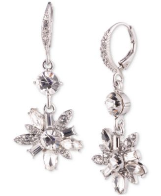 Givenchy - Silver-Tone Crystal Flower Cluster Drop Earrings