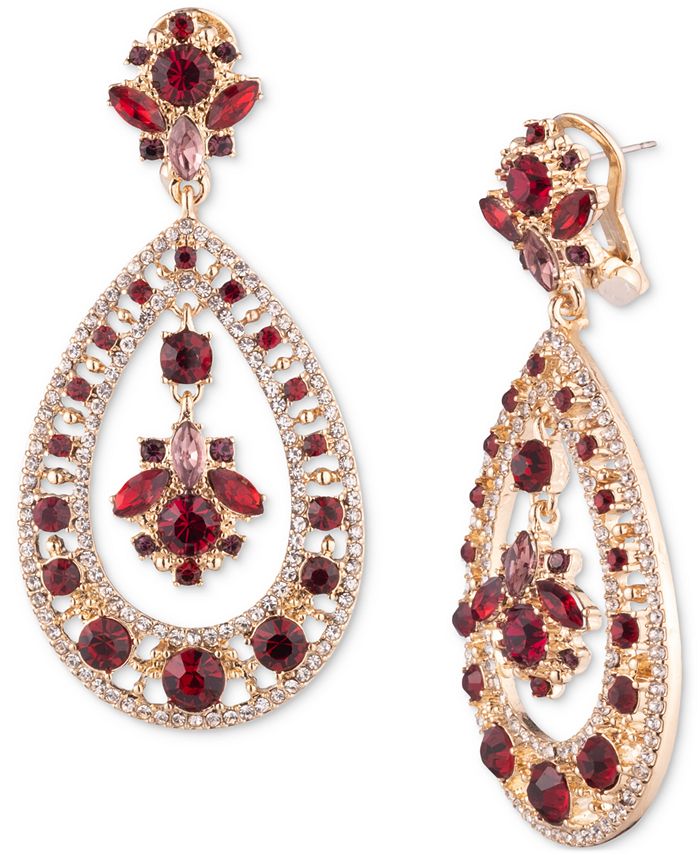 Tear drop all crystals earrings