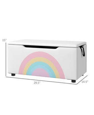 Kids Toy Box Chest, Lightweight Toy Organizer with Storage, Top Lid, and Side Handles for Nursery Room, Playroom, Bedroom, Aged 3-8 Years Old, 29.5" x 14.5" x 15", White