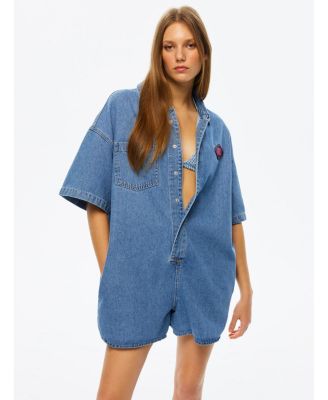 nocturne denim dress NWT Nocturne Stitch Detail Midi Denim Dress