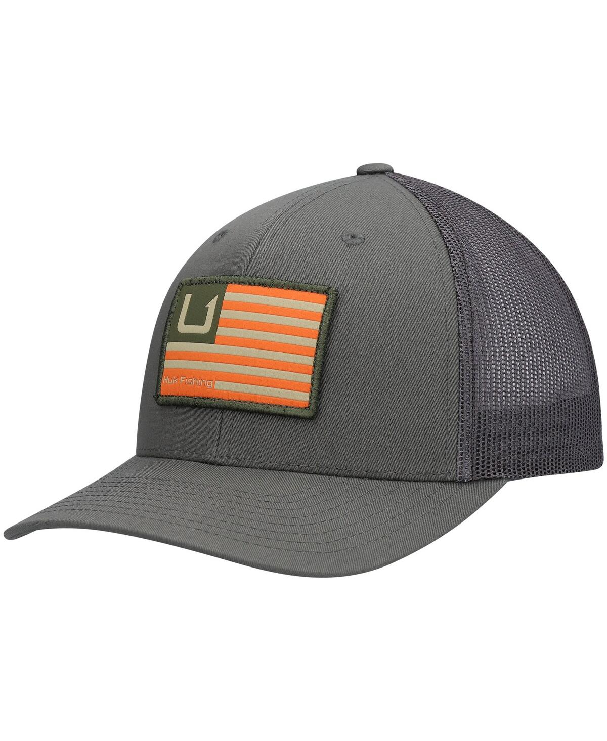 Huk Men's  Olive S And Bars Trucker Snapback Hat