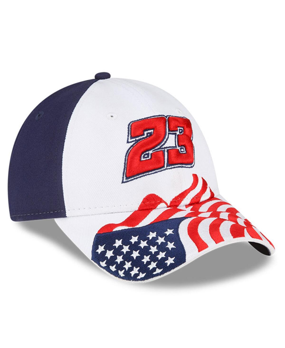 NEW ERA MEN'S NEW ERA WHITE, BLUE BUBBA WALLACE 9FORTY AMERICANA SNAPBACK ADJUSTABLE HAT 