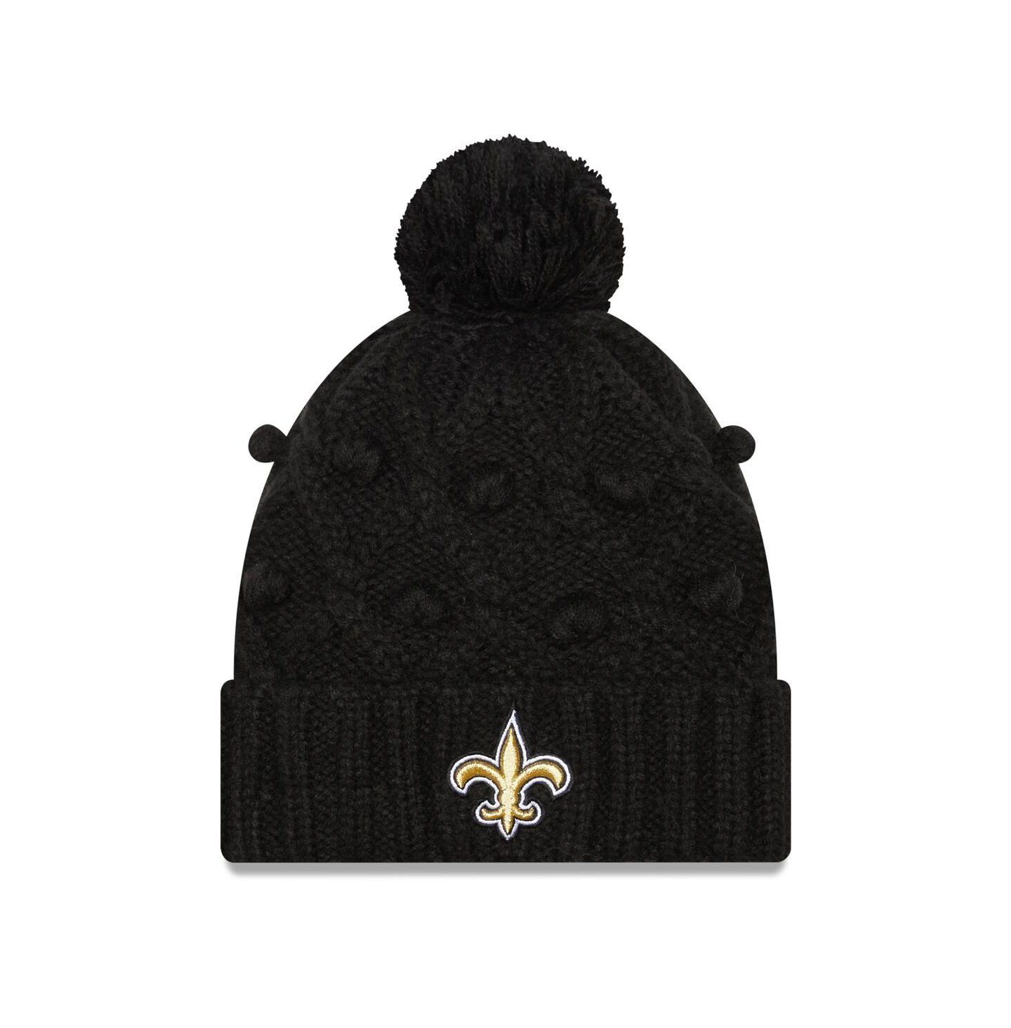 Женская шапка New Era Black New Orleans Saints Toasty Cuffed Knit Hat with Pom — фото 1