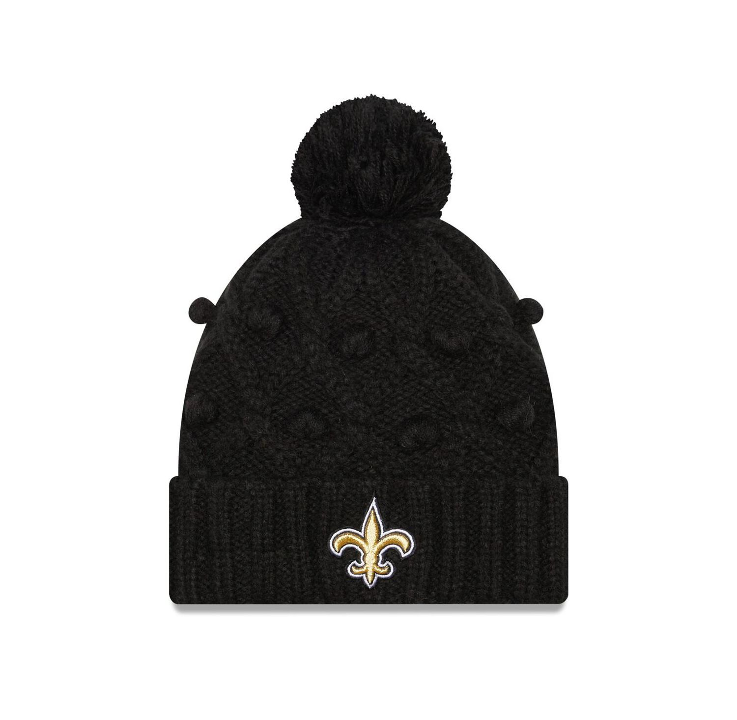 Women's Black New Orleans Saints Toasty Cuffed Knit Hat with Pom