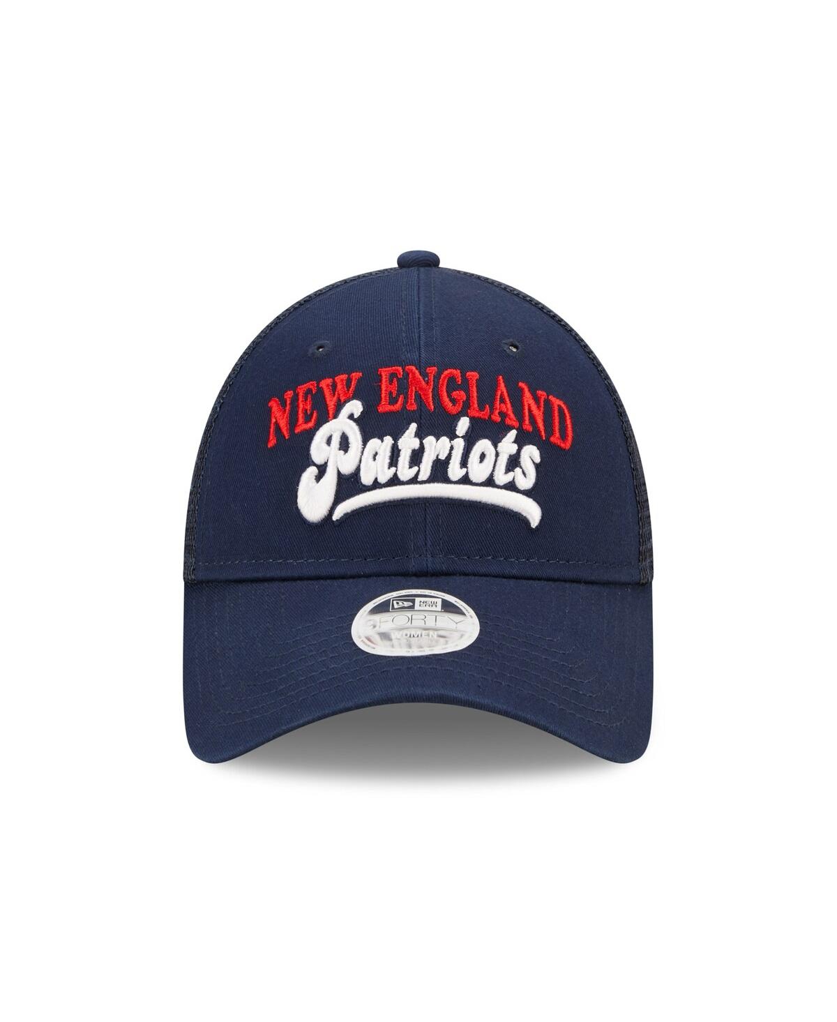 Shop New Era Women's  Navy New England Patriots Team Trucker 9forty Snapback Hat