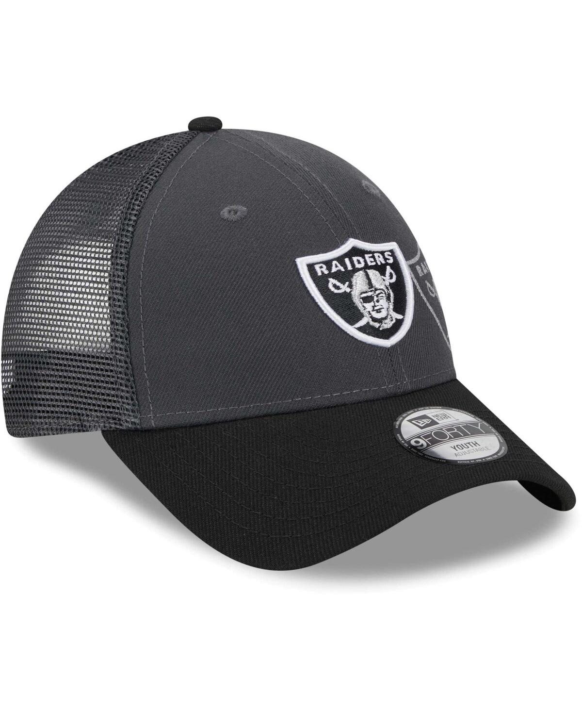 Big Boys and Girls New EraLas Vegas Raiders Reflect 9FORTY Adjustable Hat - Graphite