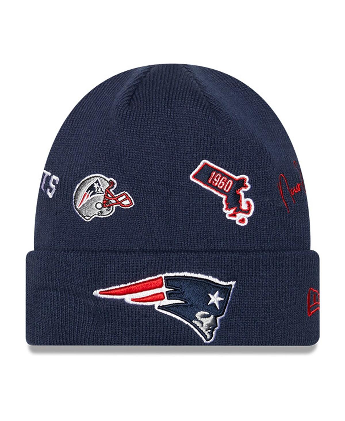 New Era Kids' Big Boys And Girls  Navy New England Patriots Identity Cuffed Knit Hat