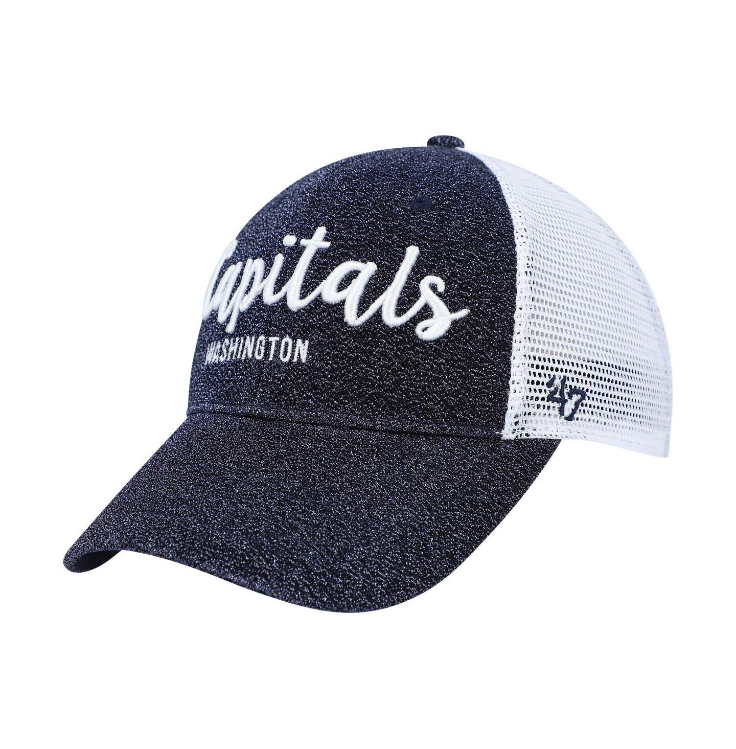 Женская кепка '47 Brand Navy, White Washington Capitals Encore MVP Trucker Snapback Hat — фото 1