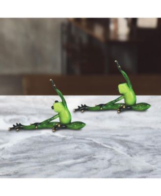 2-PC Frog Doing Yoga Head to Knee Pose 8"H Statue Funny Animal Decoration Figurine Home Decor Perfect Gift for House Warming, Holidays and Birthdays